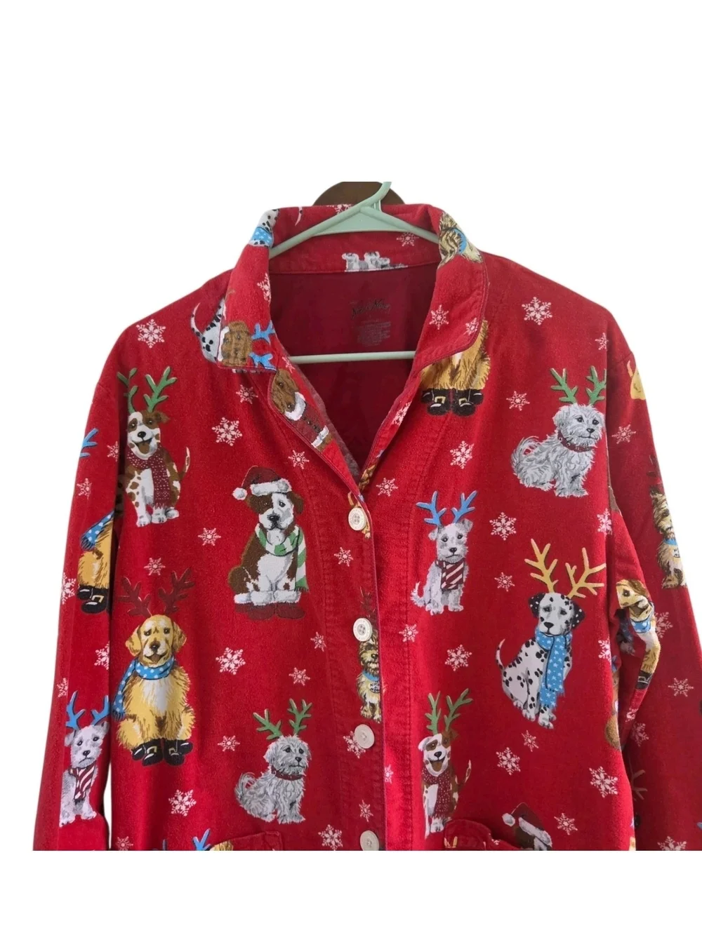 Nick & Nora Red Holiday Christmas 2 Piece Fleece Dog Puppy Antlers Pajamas L